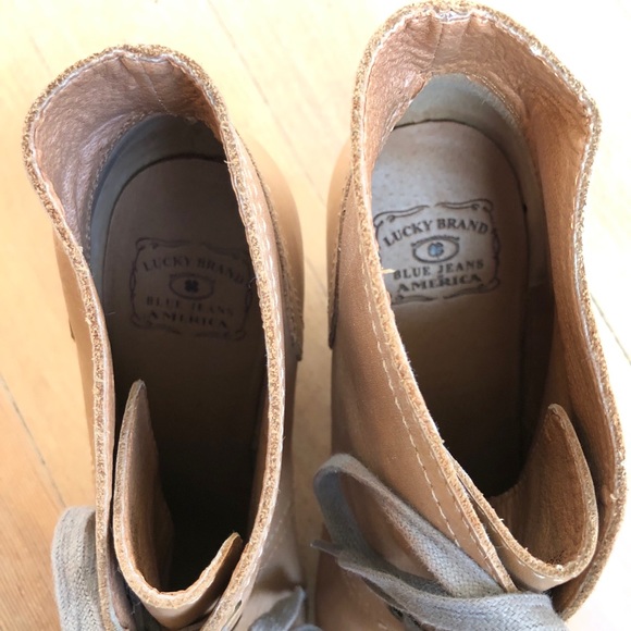 Lucky Brand Norice cognac Leather Wedge Ankle Boot - Picture 4 of 9